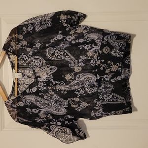 WHBM sheer paisley top, smocked waist